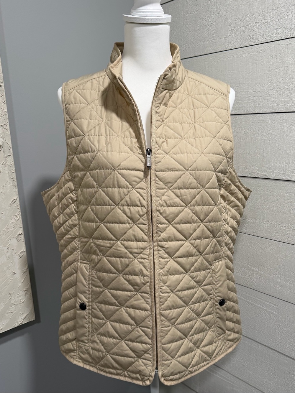 Lands' End Quilted Sleeveless Vest - Tan